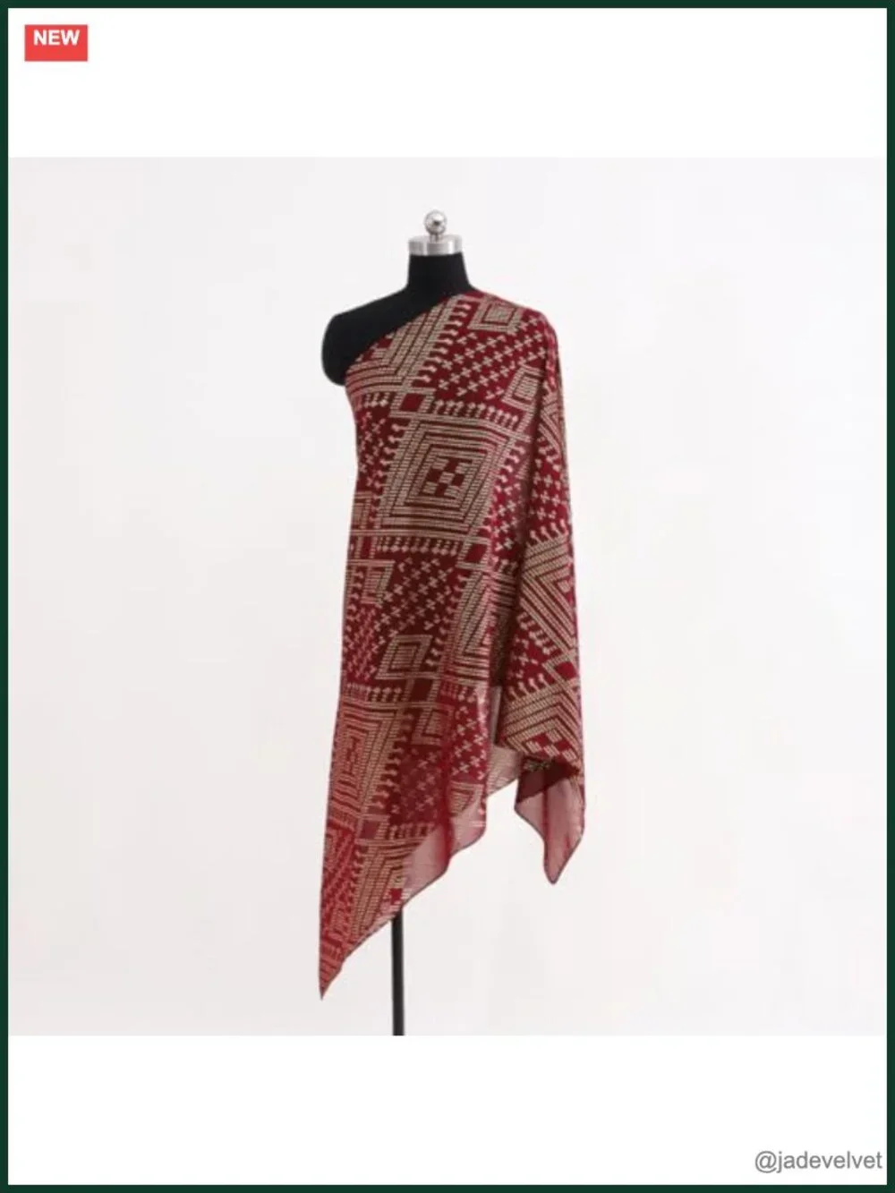 1920s Floral Design Faux Assuit Foil Print Chiffon Scarf